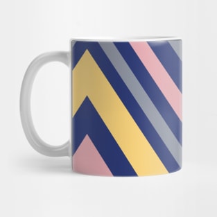 Chevron Pattern in Grey, Navy Blue, Pink and Yellow Mug